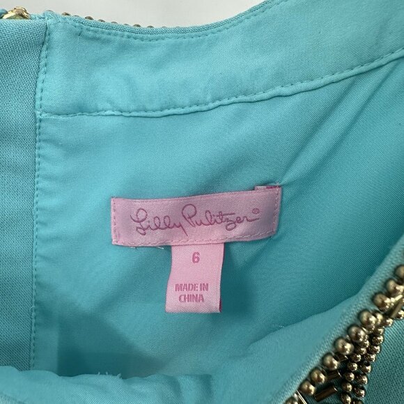 LILLY PULITZER shift sheath dress turquois blue 6 - Picture 8 of 10